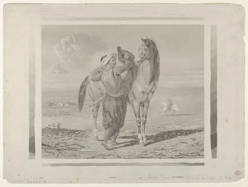 A Turk Saddling His Horse