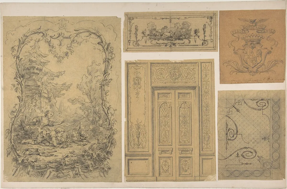 Five Miscellaneous Designs for the de la Rochejaquelein Family — Eugène-Pierre Gourdet|Jules-Edmond-Charles Lachaise