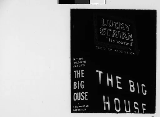 [Three 35mm Film Frames: Neon Signs at Night for Lucky Strike Cigarettes and "The Big House", Times Square, New York City]
