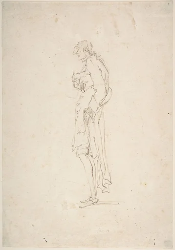 Sketched Caricature of a Standing Man Facing Left