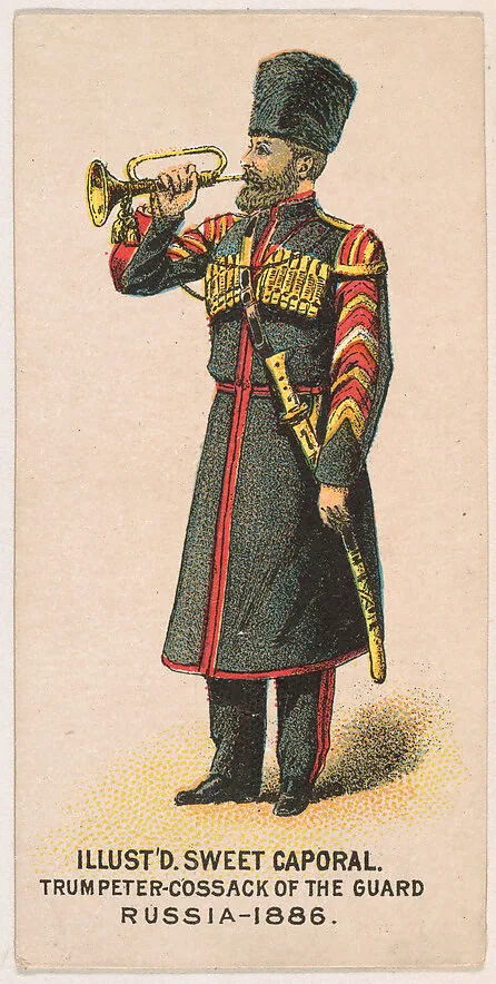 Trumpeter Cossack of the Guard, Russia, 1886, from the Military Series (N224) issued by Kinney Tobacco Company to promote Sweet Caporal Cigarettes — Kinney Brothers Tobacco Company