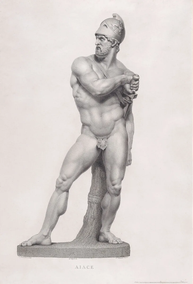 Ajax, front view, from "Oeuvre de Canova: Recueil de Statues..." — Giovanni Tognolli|Pietro Fontana|Antonio Canova