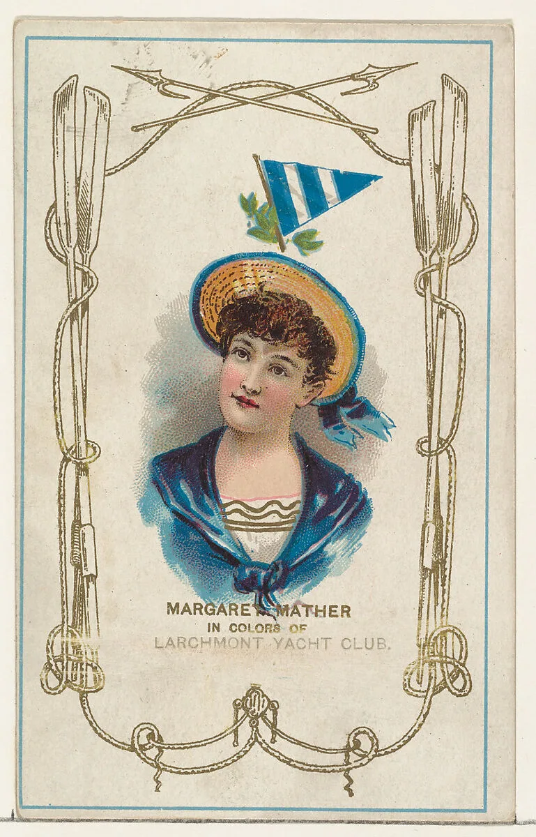 Margaret Mather in Colors of the Larchmont Yach Club, from the Yacht Colors of the World series (N140) issued by Duke Sons & Co. to promote Honest Long Cut Tobacco — W. Duke, Sons & Co.