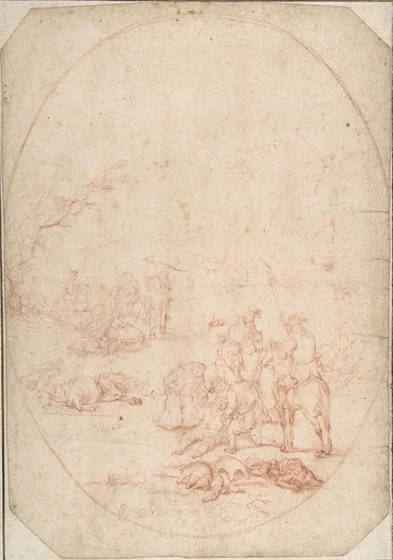 Landscape with Soldiers Helping the Wounded after a Battle