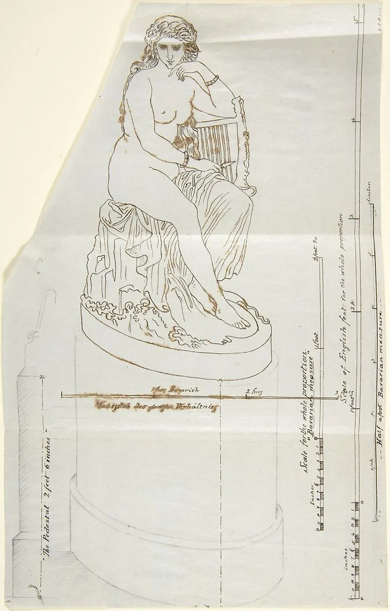 Sketch of statue: Nymph (or Nymph of the Rhine) by Ludwig Michael Schwanthaler — Ludwig Michael Schwanthaler|Franz Xaver Schwanthaler