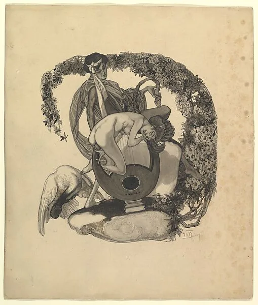 Study for a Book Plate: Leda and the Swan — Franz von Bayros