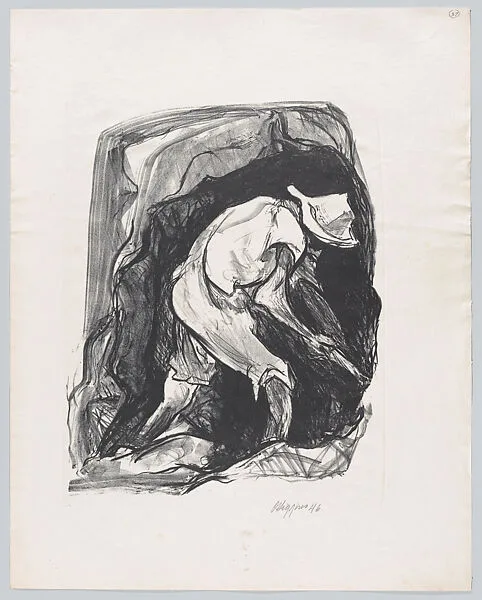 A man gold panning set against a dark background — Pablo Esteban O'Higgins