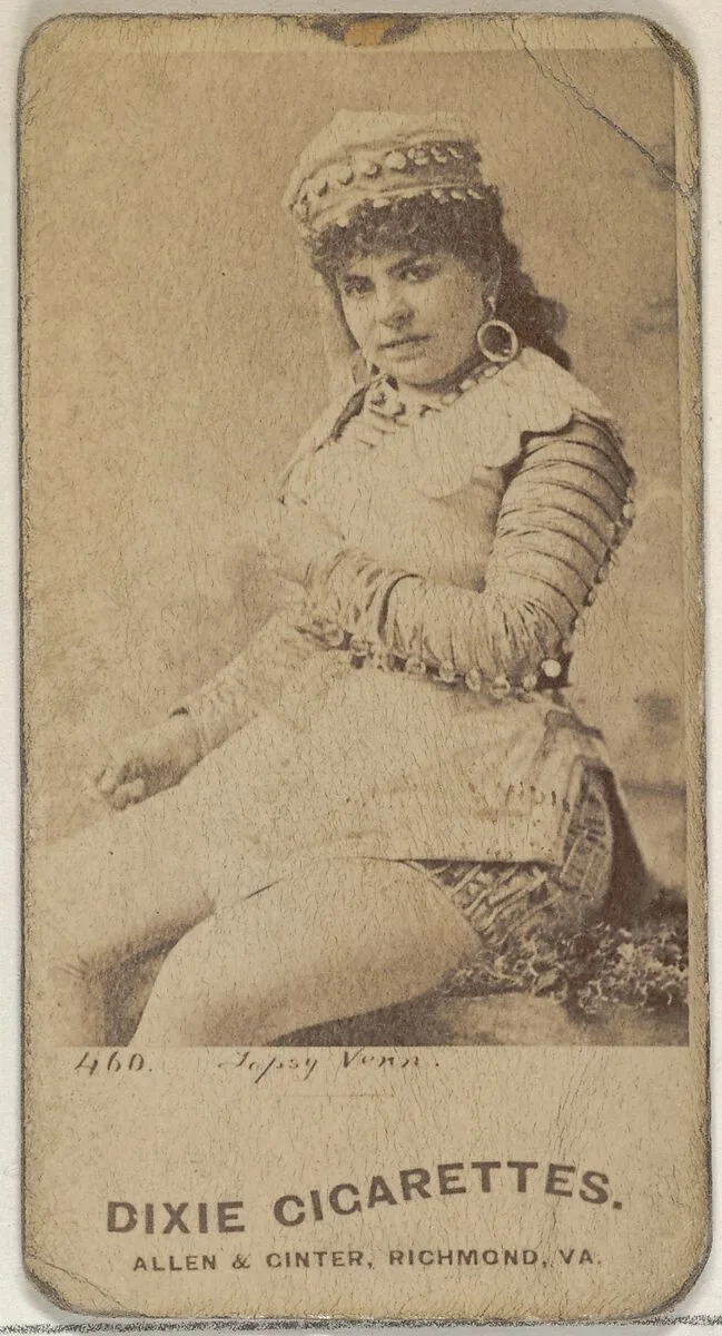 Card 460, Topsy Vonn, from the Actors and Actresses series (N45, Type 7) for Dixie Cigarettes — Allen & Ginter