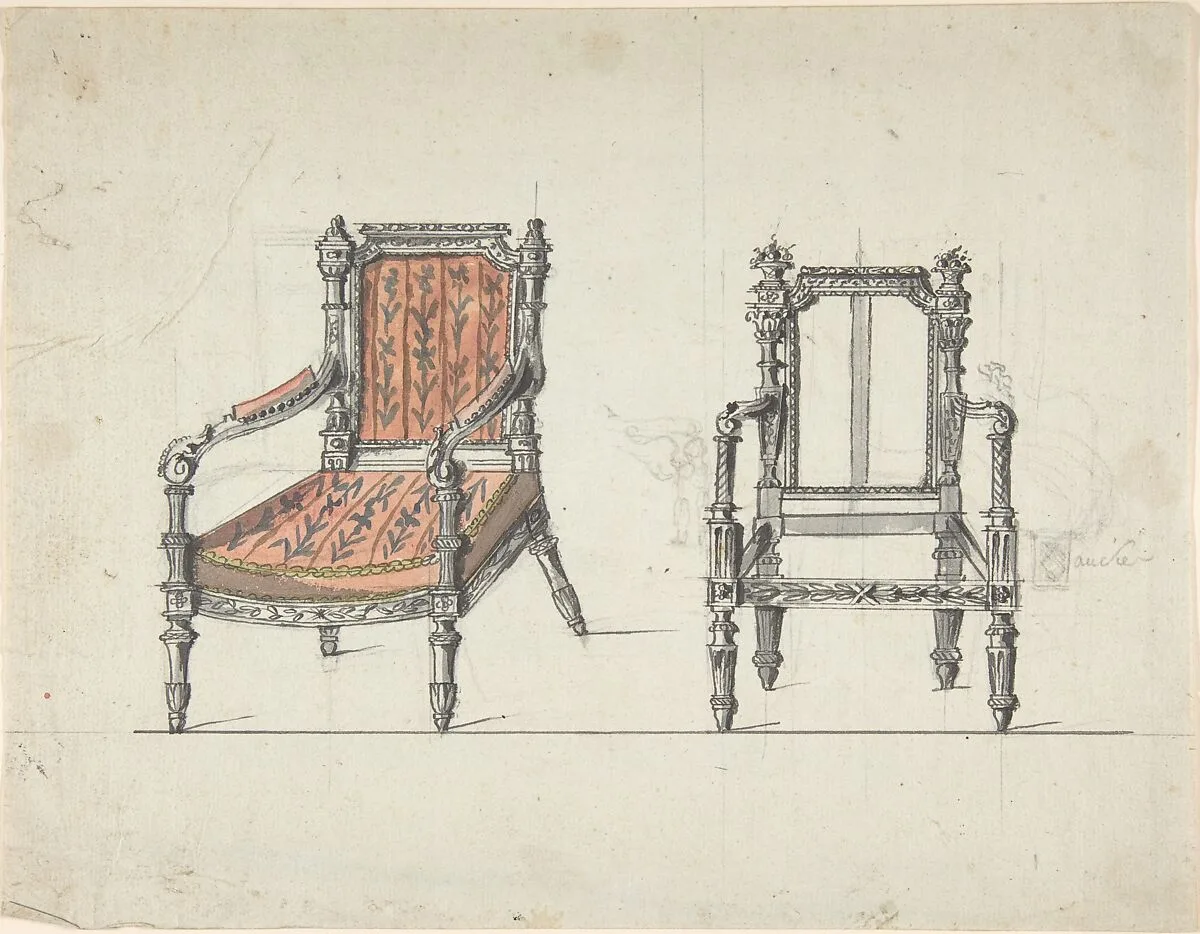 Two Carved-Wood Armchairs — Anonymous, French, 19th century