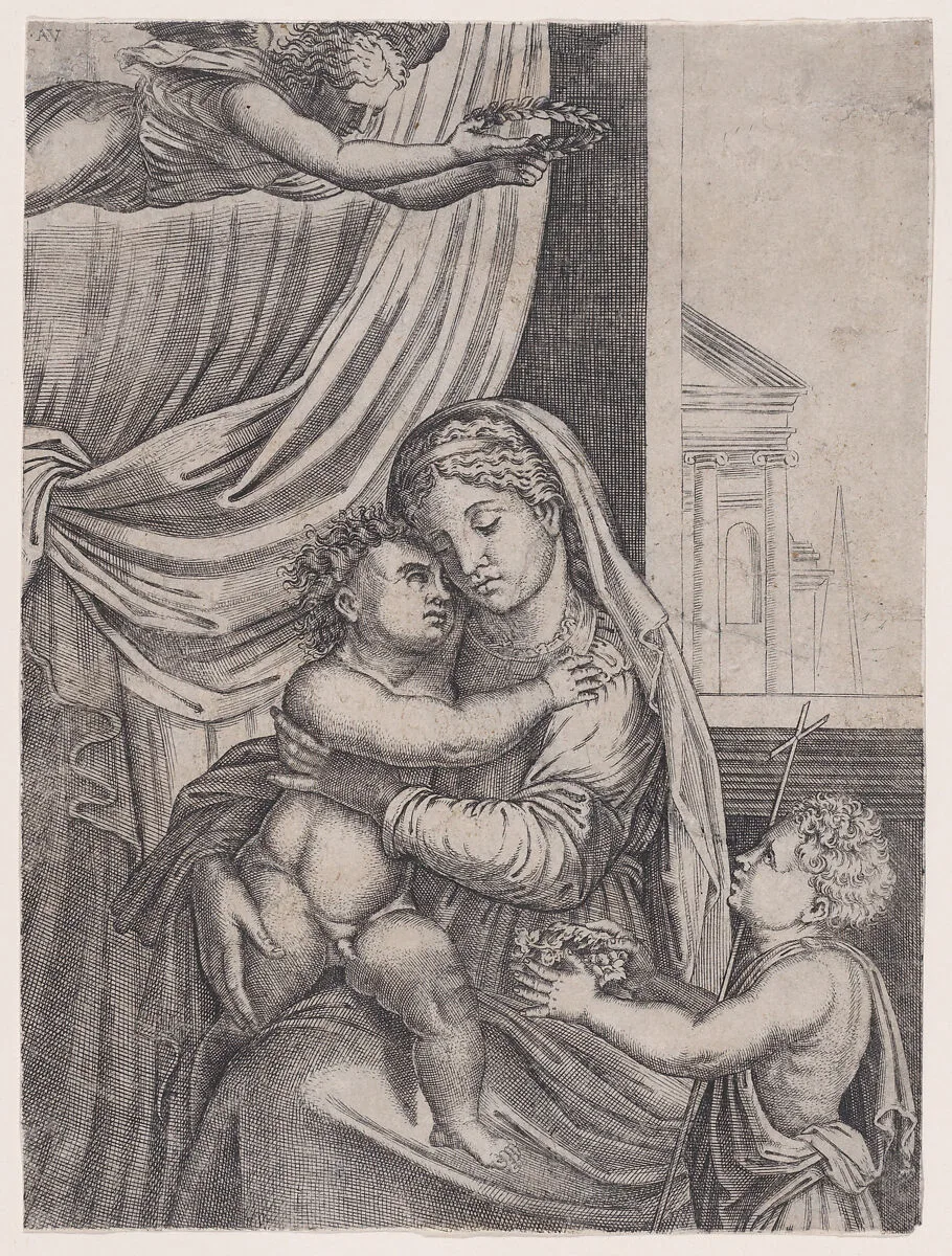 Madonna and Child — Agostino Veneziano (Agostino dei Musi)|Raphael (Raffaello Sanzio or Santi)
