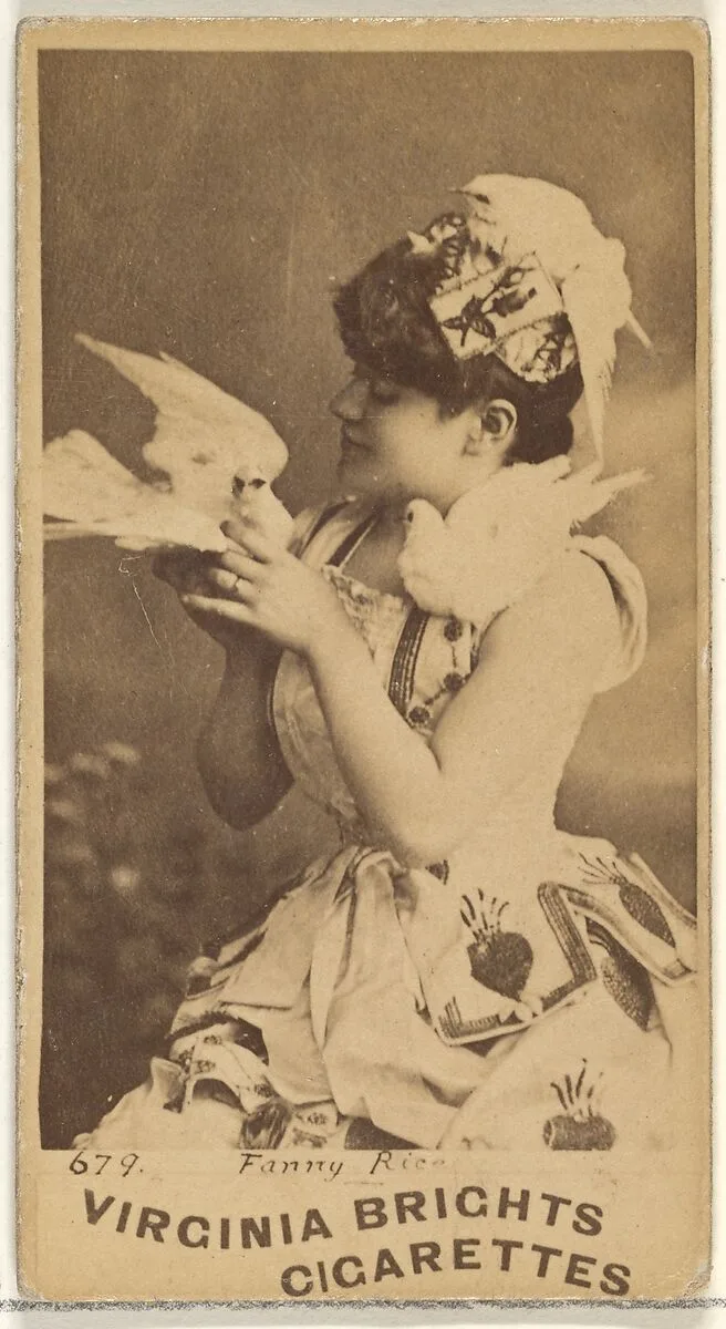 Card 679, Fanny Rice, from the Actors and Actresses series (N45, Type 1) for Virginia Brights Cigarettes — Allen & Ginter