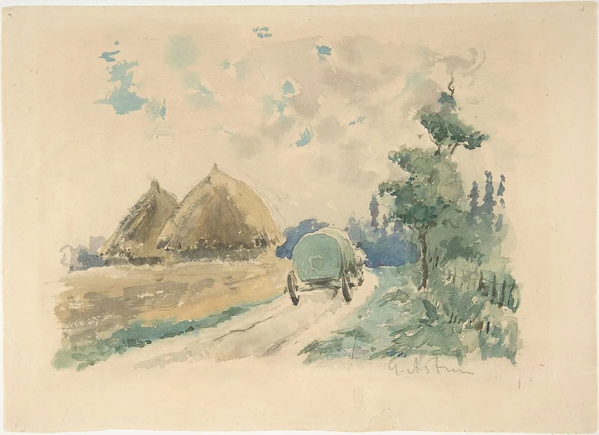 Landscape with Wagon and Haystacks — Zacharie Astruc