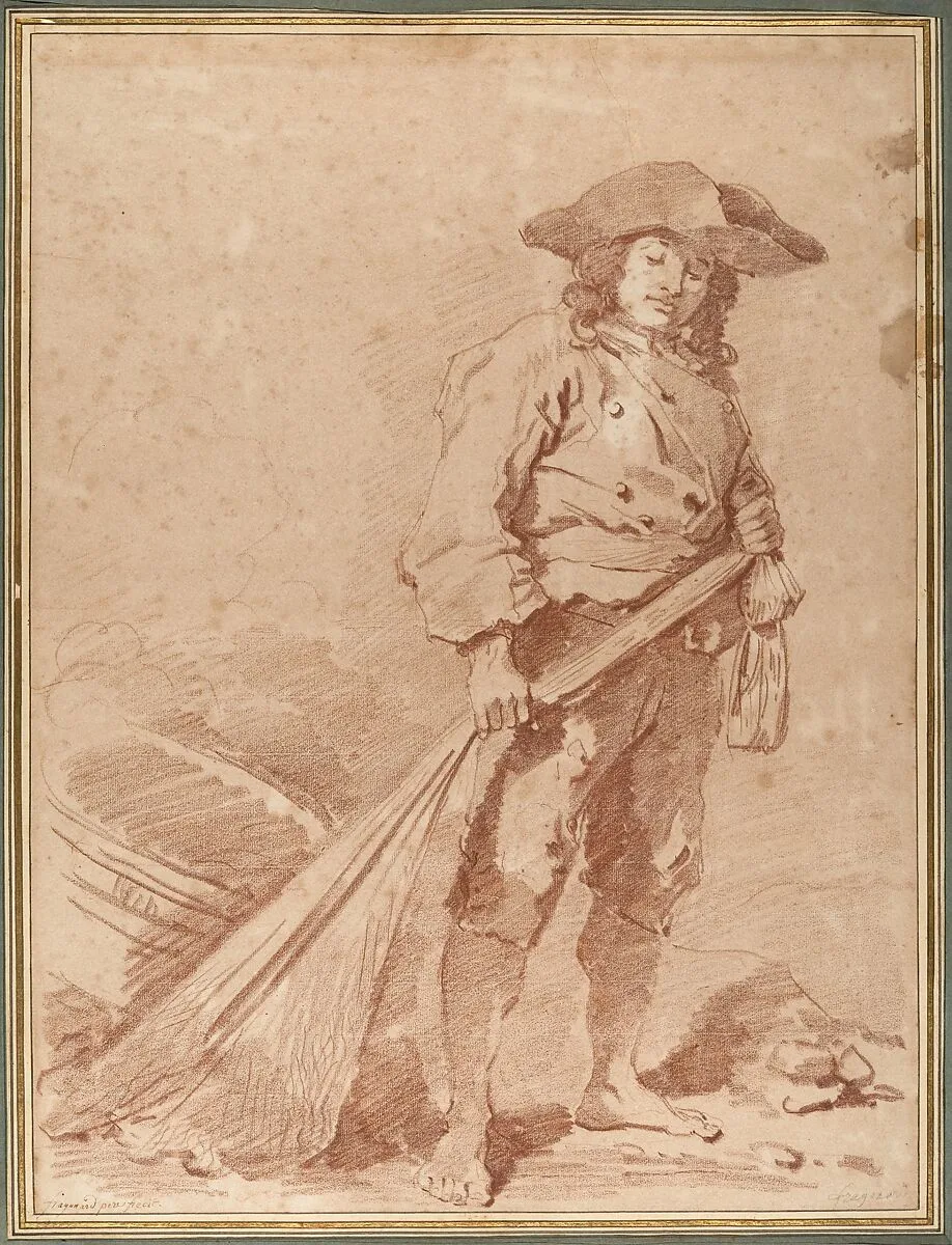 A Fisherman Pulling a Net — Jean Honoré Fragonard