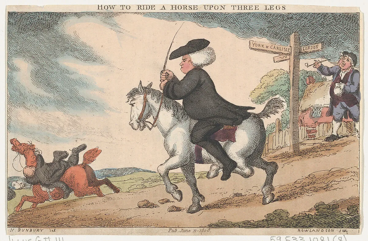 How to Ride a Horse Upon Three Legs — Thomas Tegg|Thomas Rowlandson|Henry William Bunbury