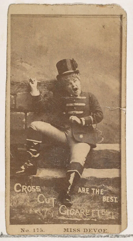 Card Number 175, Miss Devoe, from the Actors and Actresses series (N145-2) issued by Duke Sons & Co. to promote Cross Cut Cigarettes — W. Duke, Sons & Co.