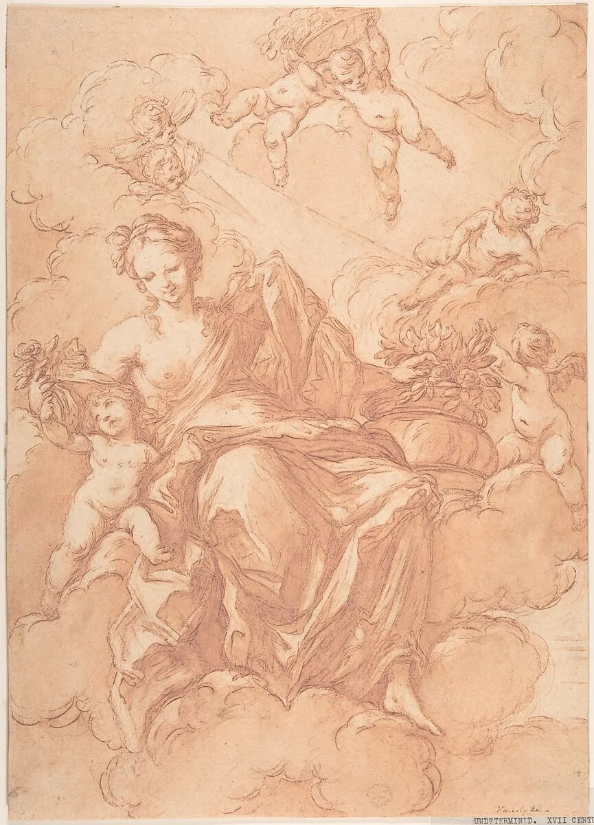 Female Allegorical Figure With Cherubs(?) — Anonymous, Italian, Roman-Bolognese, 17th century