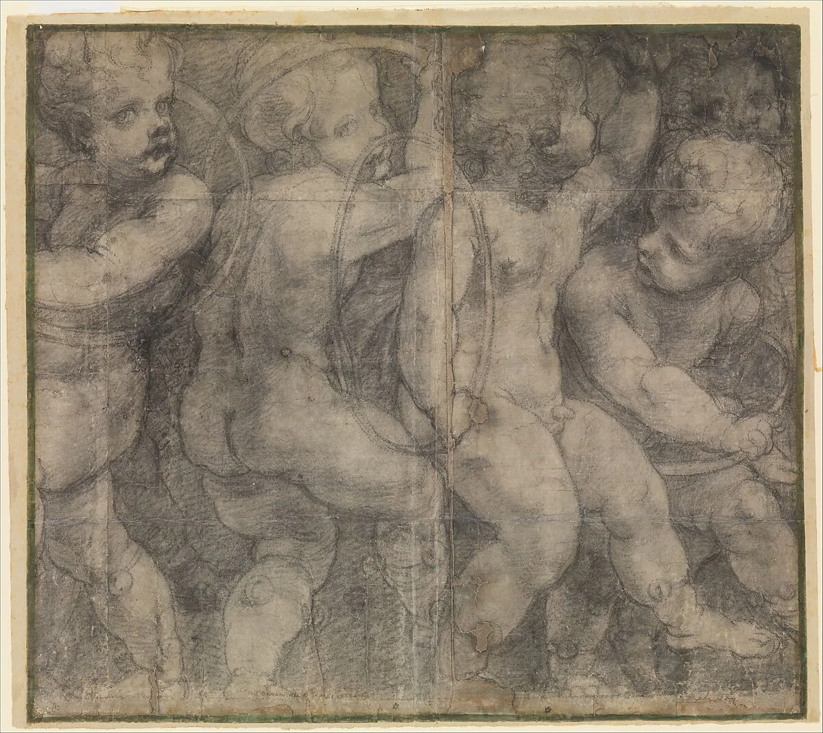 Putti Playing with Hoops (Cartoon for a Fresco in the Parma Cathedral) — Michelangelo Anselmi