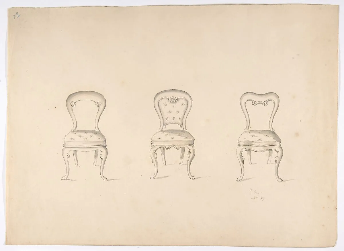 Design for Three Chairs — Anonymous, British, 19th century