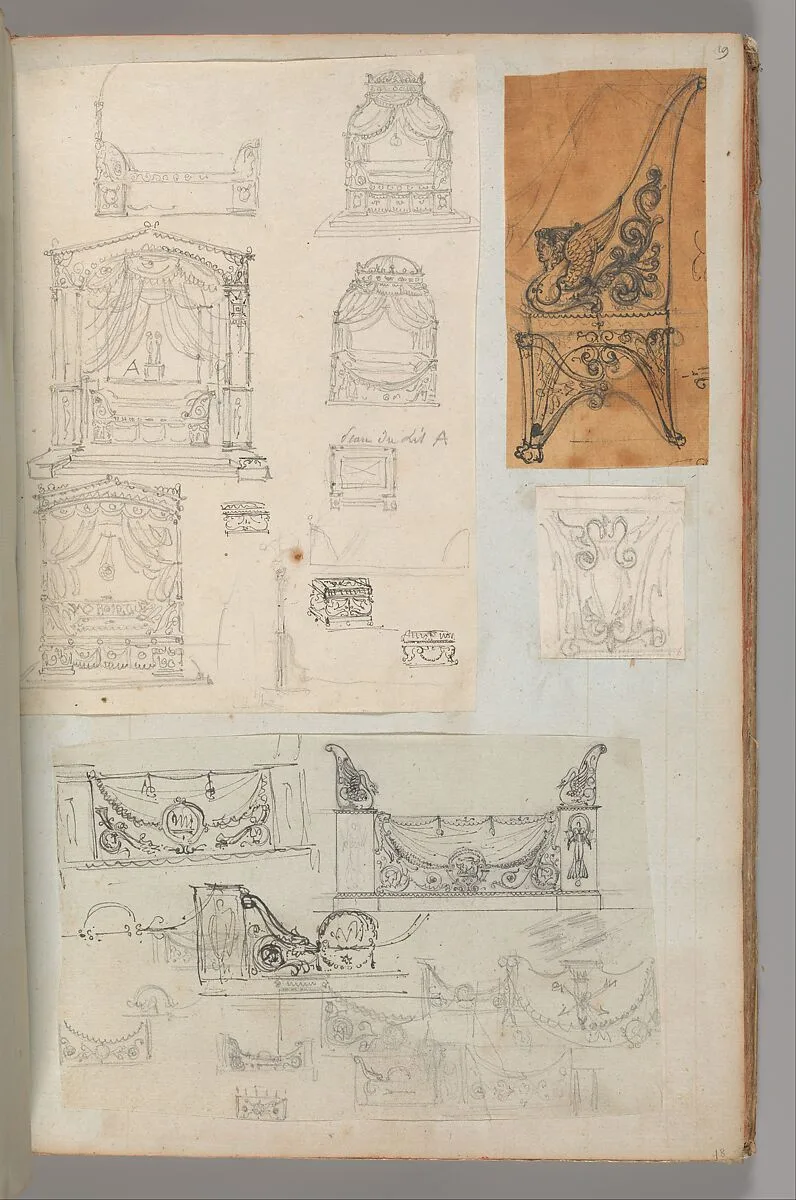 Page from a Scrapbook containing Drawings and Several Prints of Architecture, Interiors, Furniture and Other Objects — Pierre François Léonard Fontaine|Charles Percier