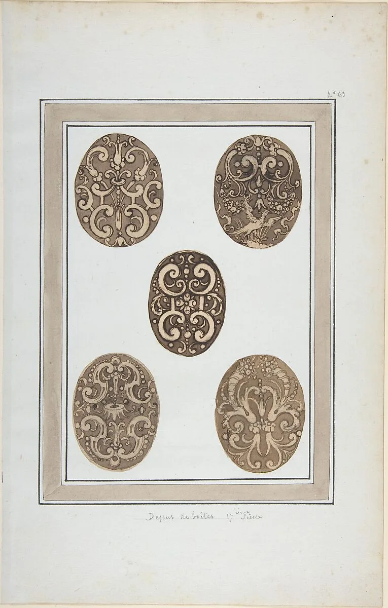 Oval Ornament Designs for Boxes — Anonymous, French, 17th century