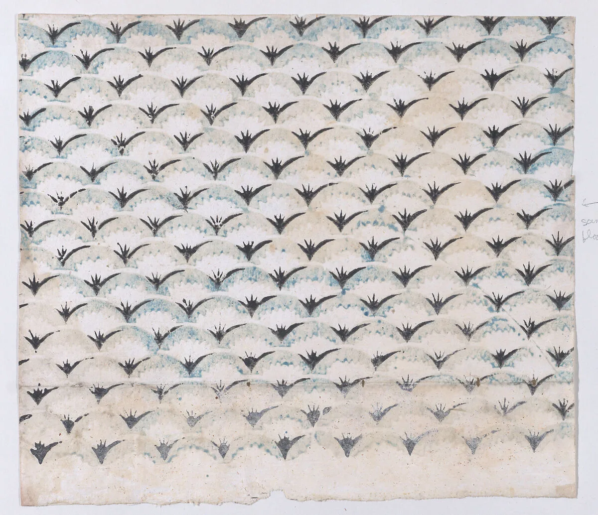 Sheet with overall curved abstract pattern — Anonymous