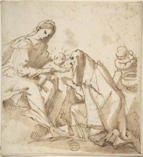 Saint Adoring the Madonna and Child