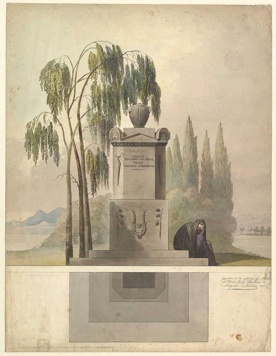 Design for a Tomb, Rothgeisser in Nuremberg (Elevation and Ground Plan) — Johann Georg Dürschner