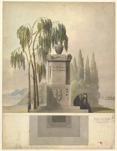 Design for a Tomb, Rothgeisser in Nuremberg (Elevation and Ground Plan)