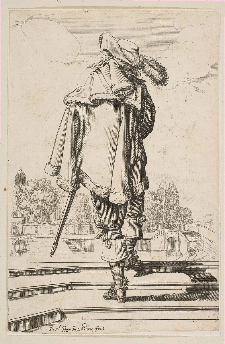 Gentleman in a Cape and Plumed Hat Seen from the Back — Abraham Bosse|Jean de Saint-Igny