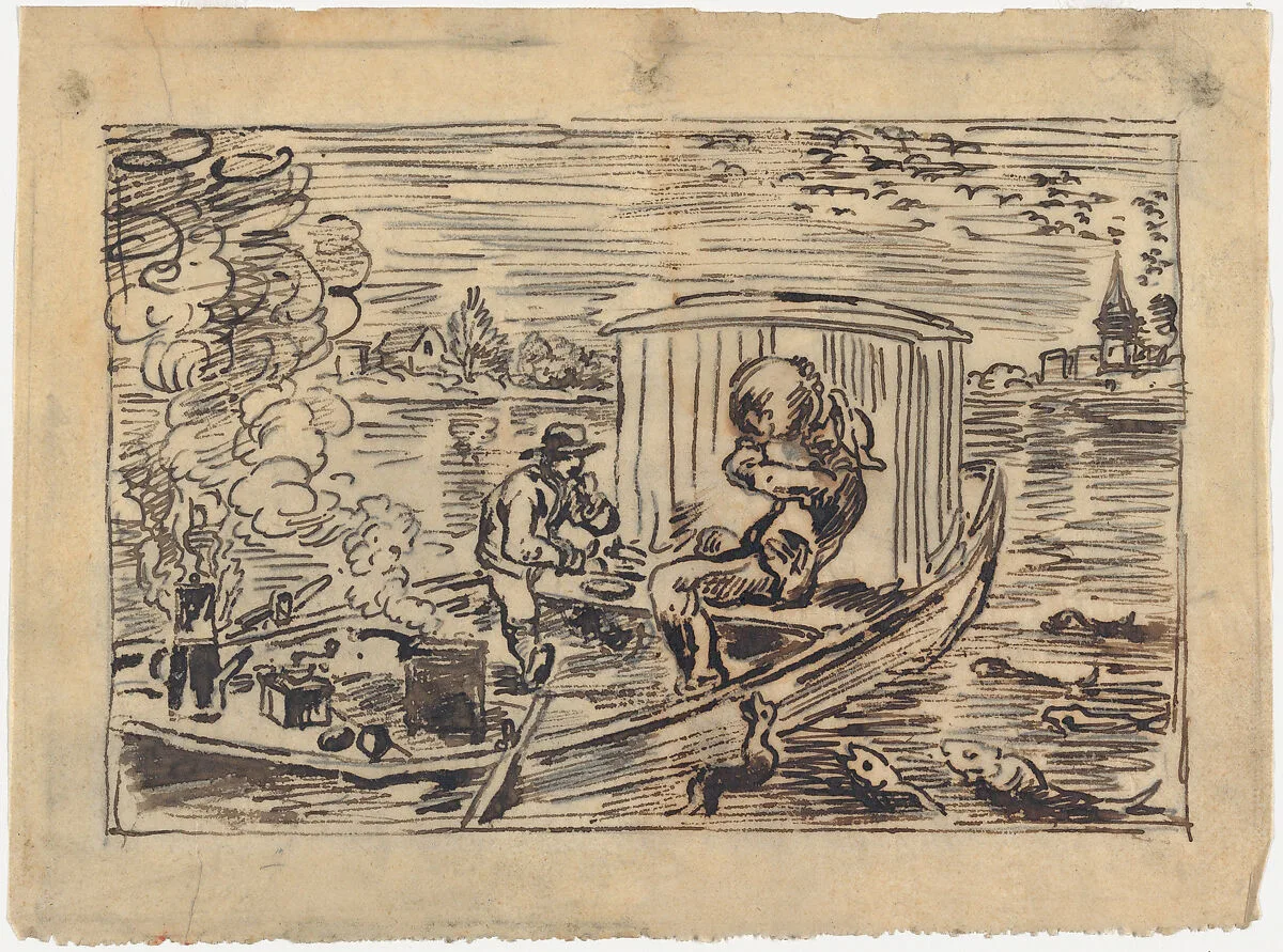 Guzzling or Lunch on the Boat — Charles-François Daubigny