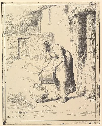 A Woman Emptying a Bucket