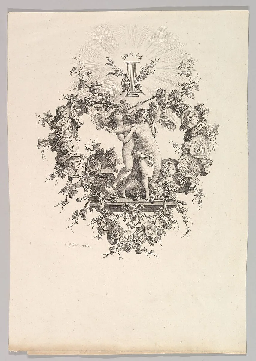 Vignette with Two Nymphs — Jean-Baptiste Huet I