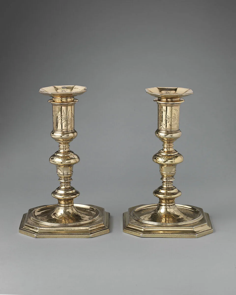 Pair of candlesticks (part of a toilet service) — William Fowle
