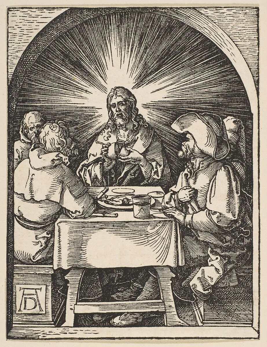 Christ in Emmaus, from "The Small Passion" — Albrecht Dürer