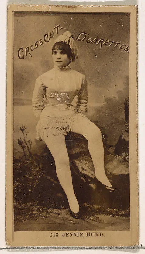 Card Number 243, Jennie Hurd, from the Actors and Actresses series (N145-2) issued by Duke Sons & Co. to promote Cross Cut Cigarettes — W. Duke, Sons & Co.