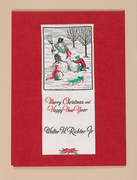 Holiday ribbon featuring scene of snowman — Warner Woven Label Co.