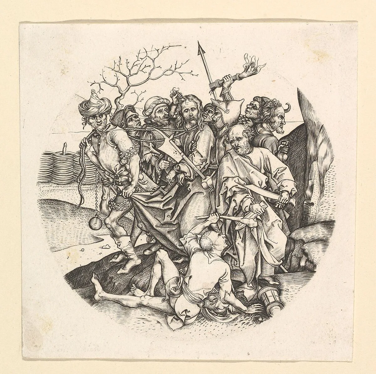 The Betrayal of Christ (reverse copy in roundel) — Martin Schongauer
