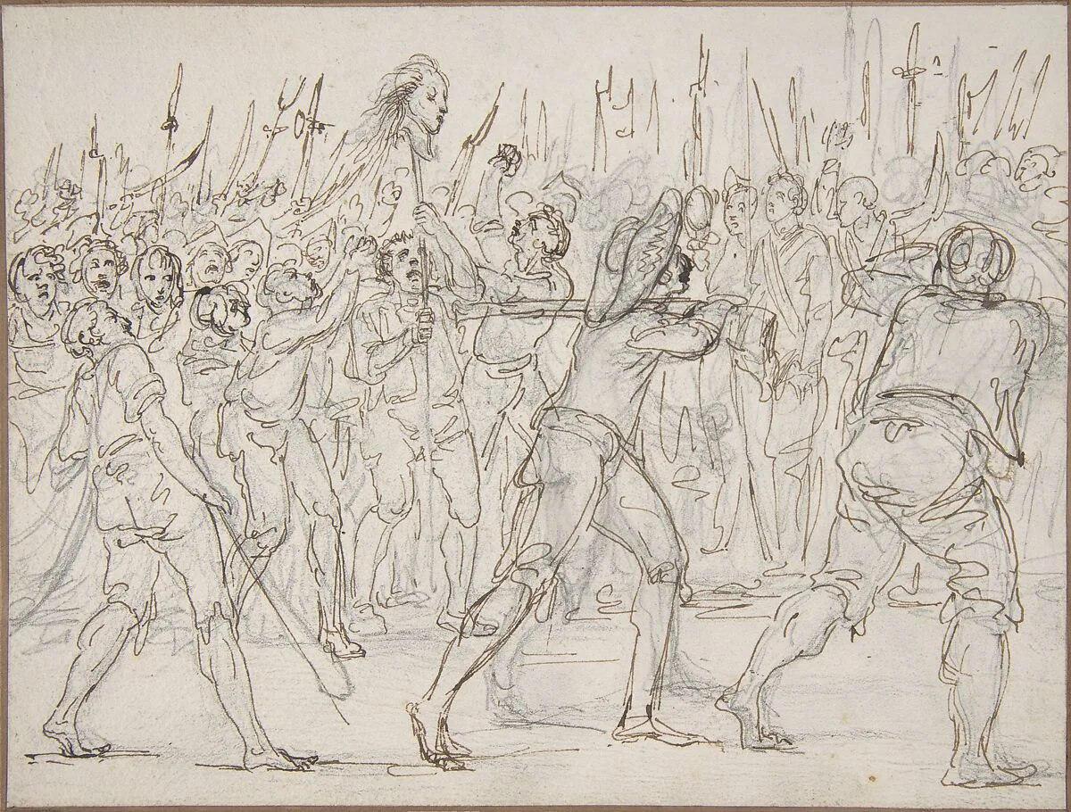 The Head of Jean Féraud (1759–1795), a Deputy at the Convention, Carried on a Pike, May 21, 1795 — baron Dominique Vivant Denon