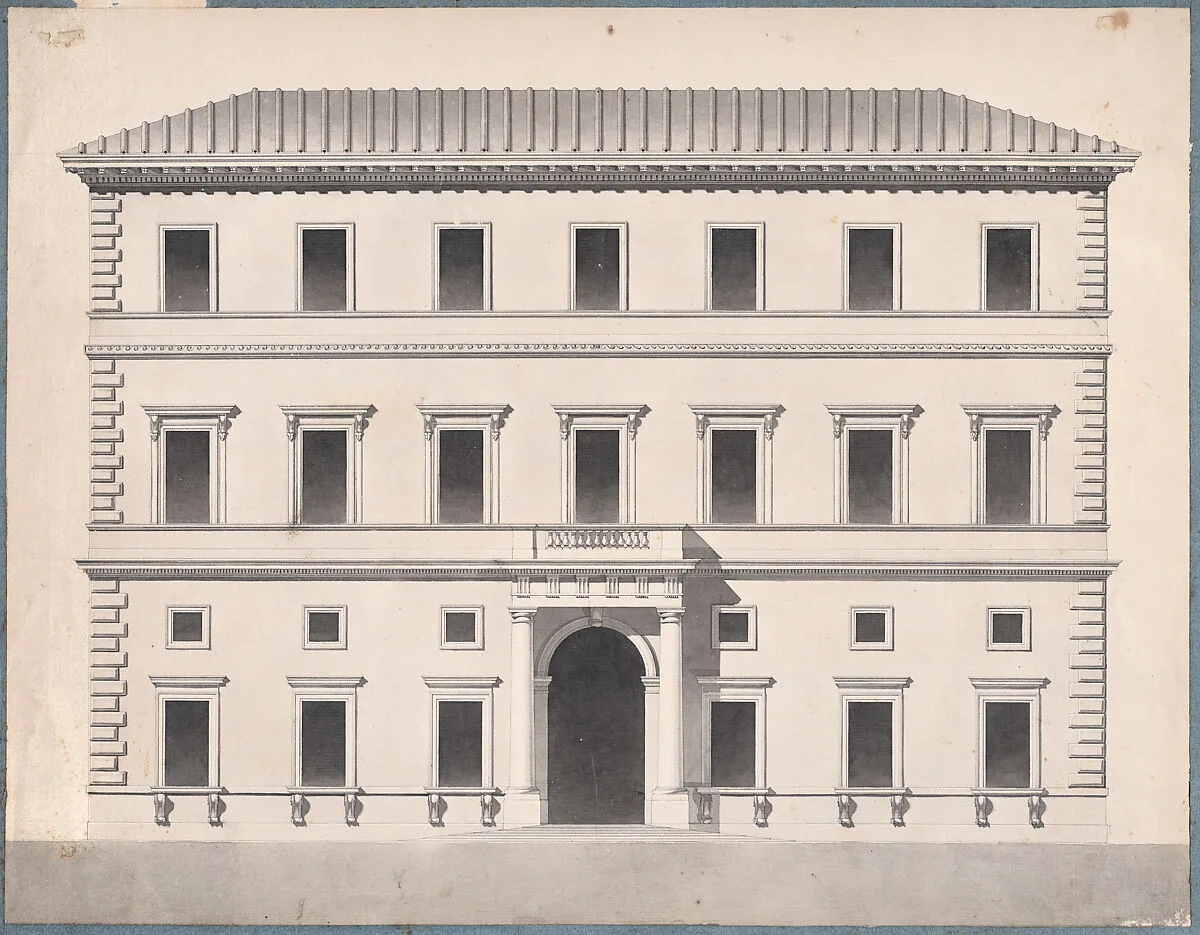 Architectural Study of a Renaissance Palace — Anonymous, Italian, 18th or early 19th century
