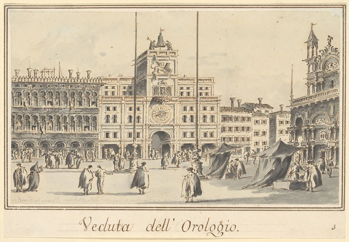 The Clock Tower of San Marco, from the Front of the Basilica — Giacomo Guardi