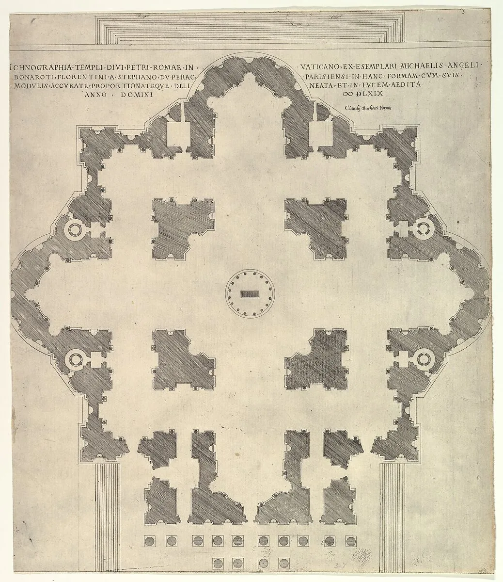 Speculum Romanae Magnificentiae: Plan of St. Peter's — Etienne DuPérac|Claudio Duchetti