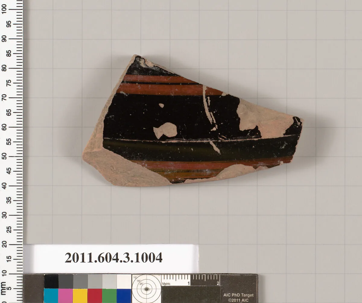 Terracotta fragment of lekanis (covered dish)? — Unknown