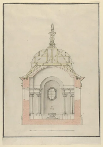 Cross Section of a Baroque Church or Chapel with a Bell-shaped Roof