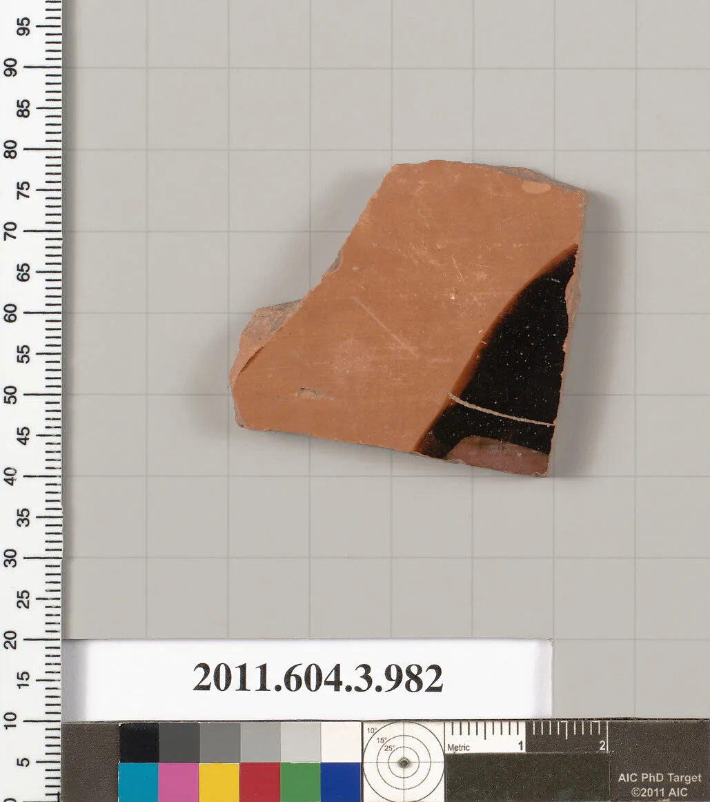 Terracotta fragment of a lekanis lid (covered dish) — Unknown