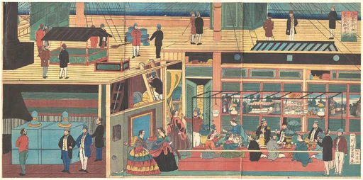 Amerika Koku Jokisen naka no zu|View Inside an American Steamship