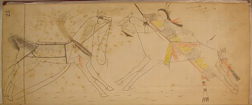 Maffet Ledger: Indian and two horses
