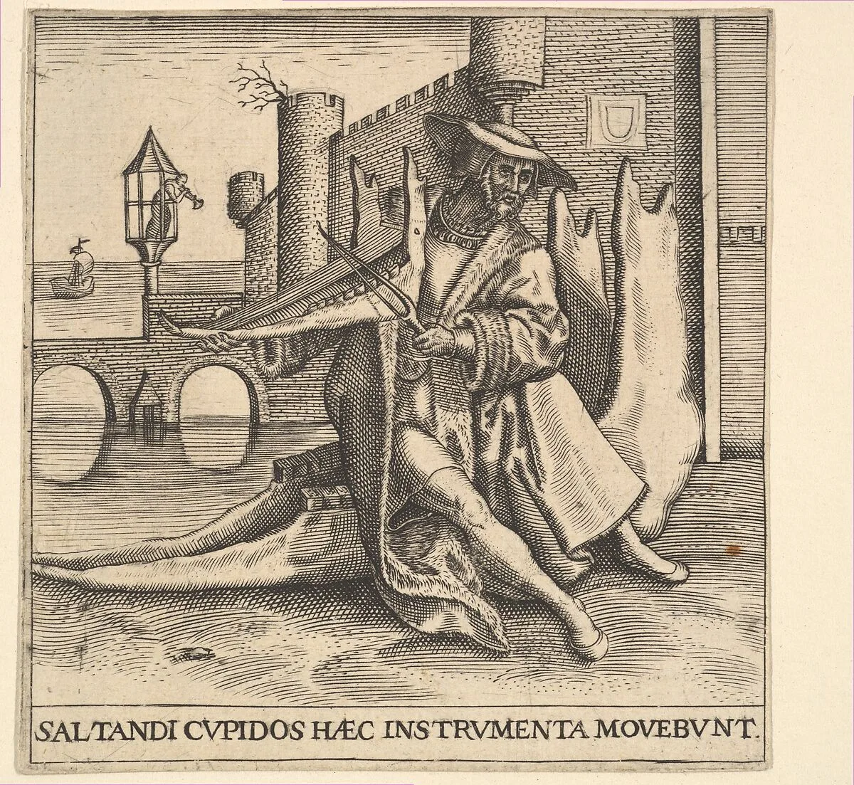 The Rich Man Playing Violin on a Jaw Bone — Pieter Bruegel the Elder|Jan (Johannes) Wierix|Johann Theodor de Bry