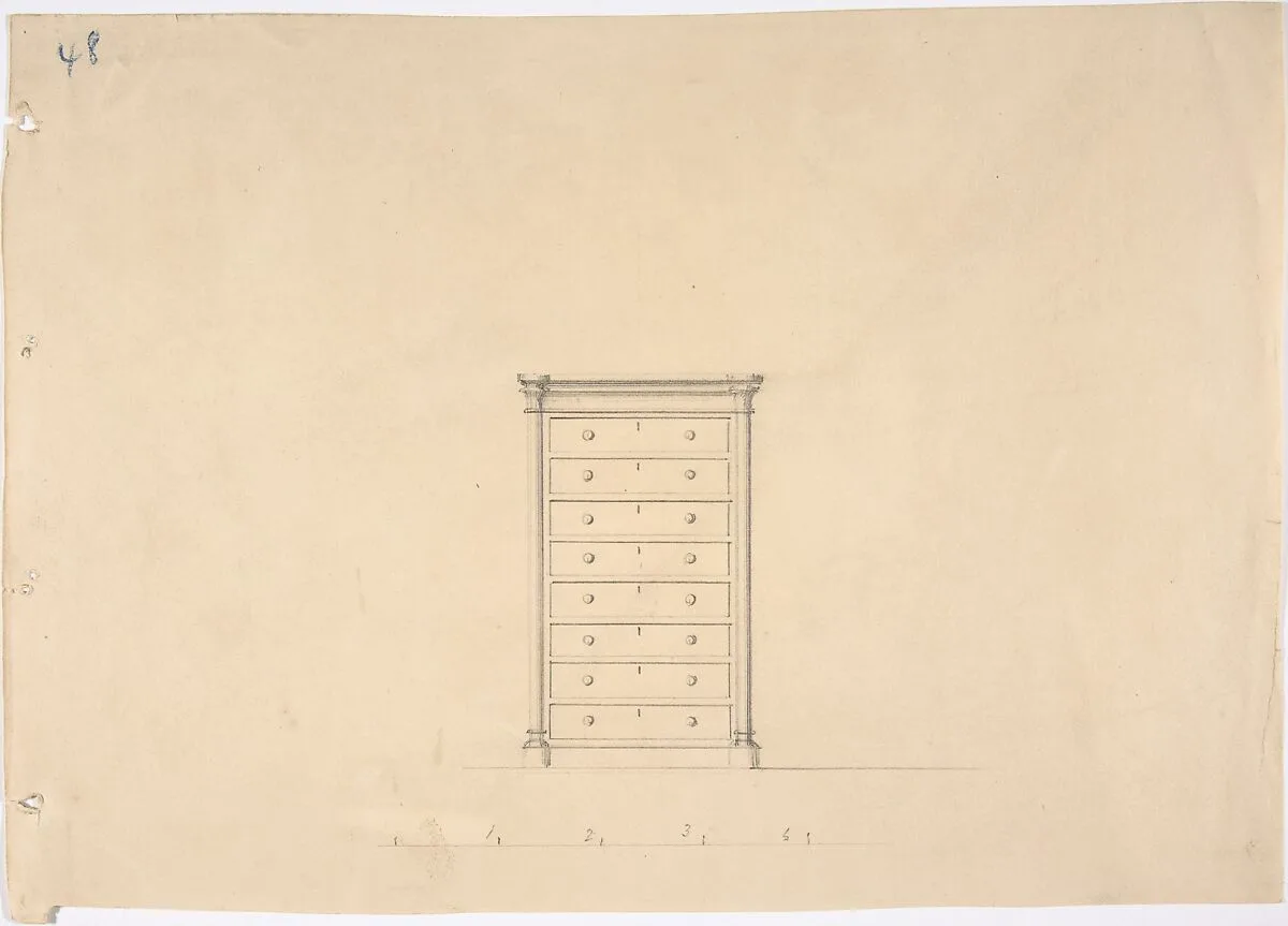 Design for a Chest of Drawers — Anonymous, British, 19th century