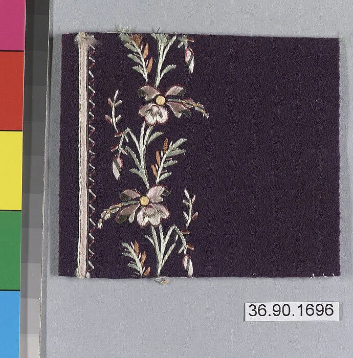 Embroidery sample for a man’s suit — Unknown