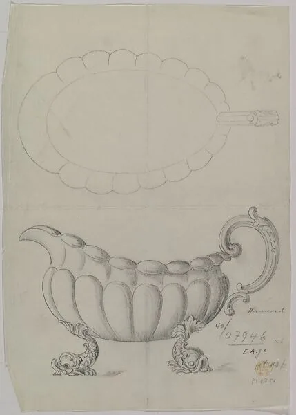 Design for a Silver Sauce Boat with Dolphin Feet — Anonymous, Czech, early 20th century